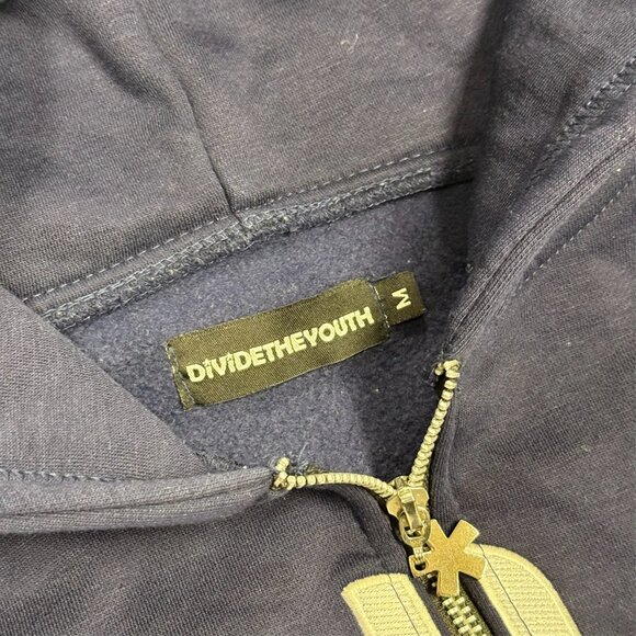 Dividetheyouth Full Zip Hoodie Puff Print Embroidered Blue Medium - Picture 5 of 10